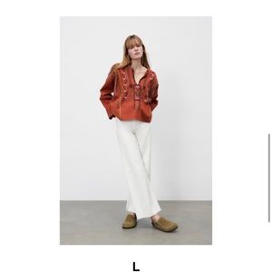 Zara EMBROIDERED COTTON BLOUSE Large